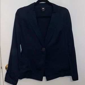 Navy Washed Tencel One Button Jacket